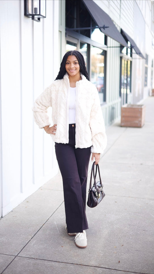 Mallory Fluffy Jacket - Ecru