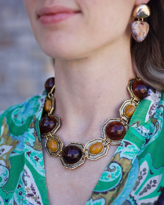 Rust & Gold Stone Necklace