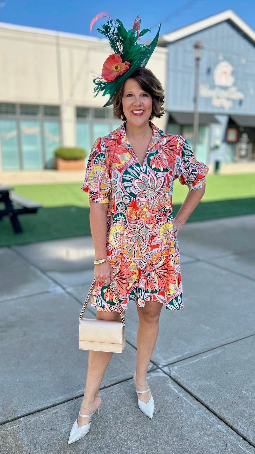 Jude Connally Emerson Stained Glass Dress - Coral
