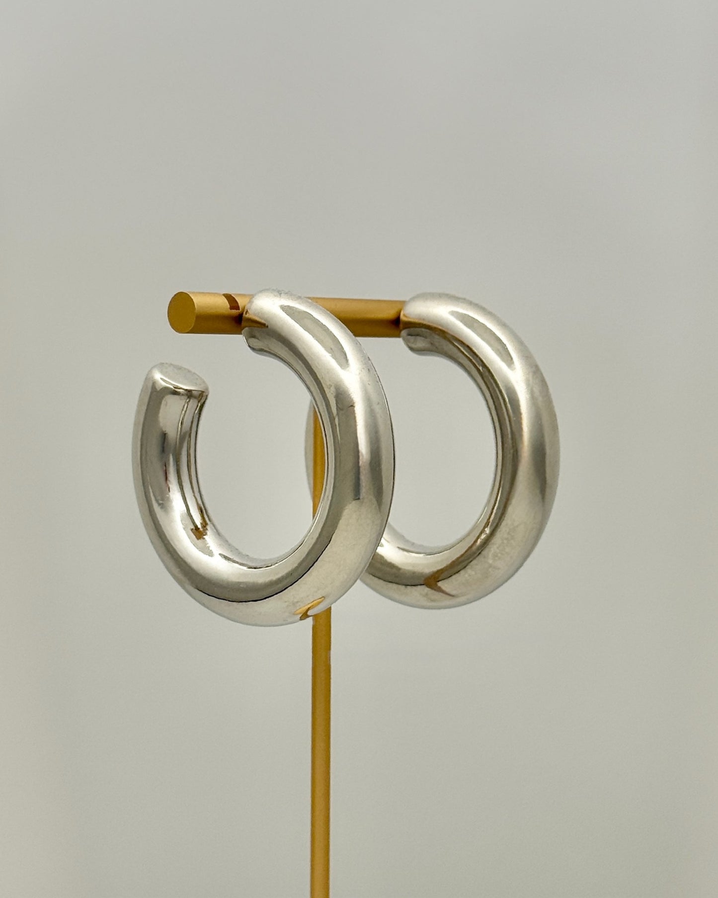 50mm Chunky Hoop Earrings - Silver