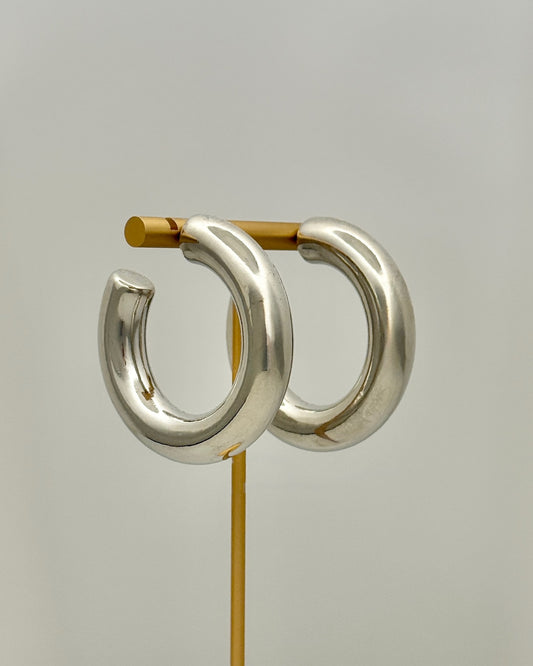 50mm Chunky Hoop Earrings - Silver