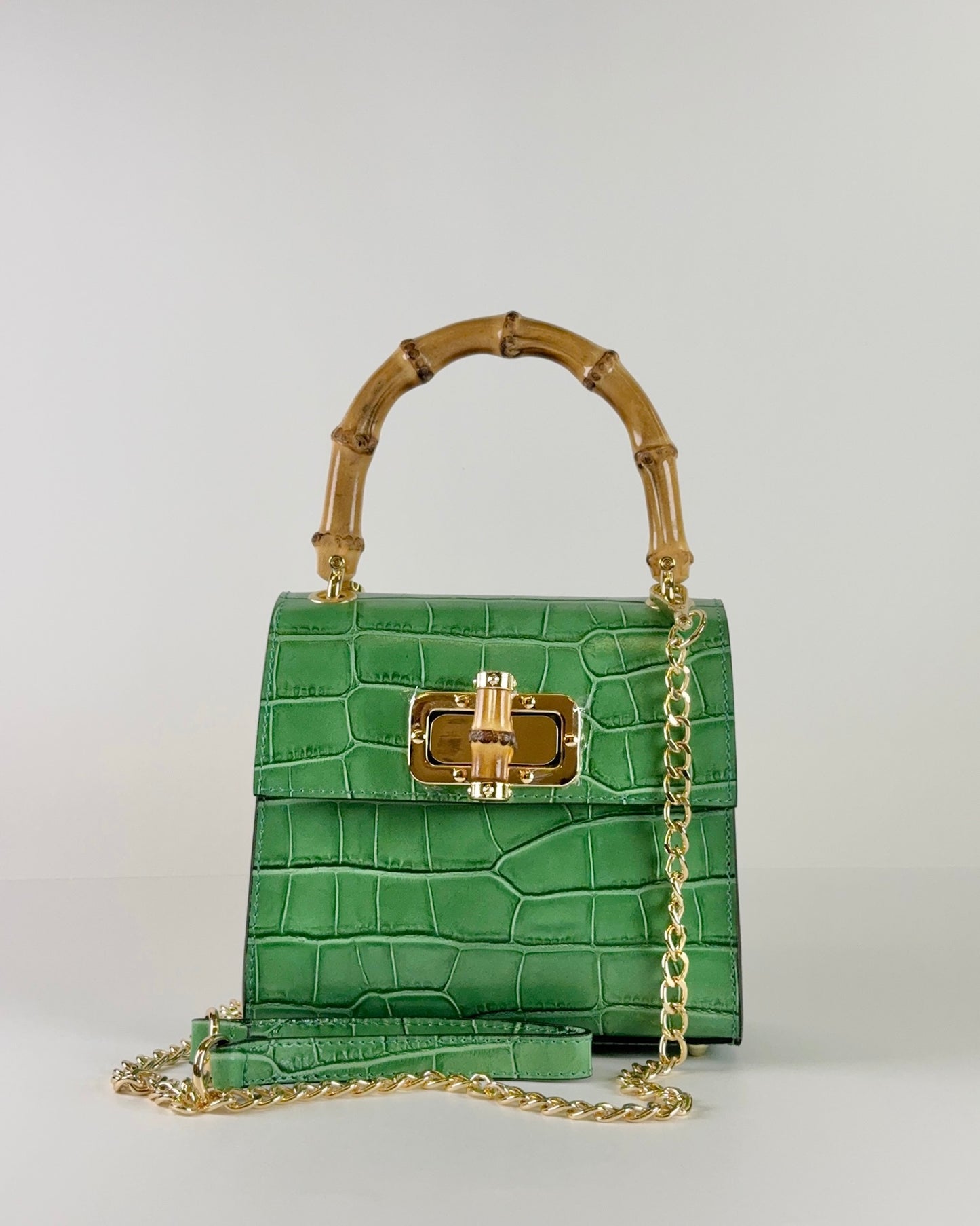 German Fuentes Bamboo Leather Bag - Green