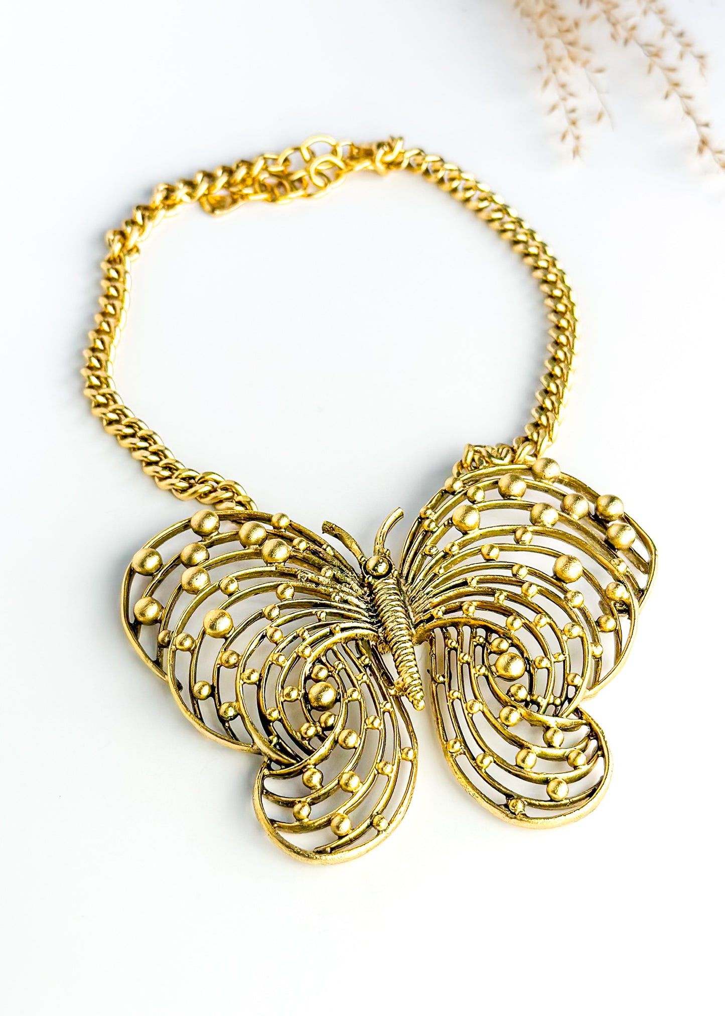 Yochi Large Gold Butterfly Necklace