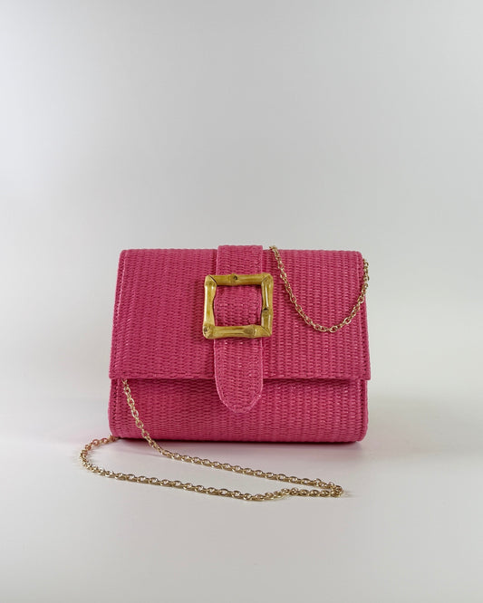 Lillie Straw Clutch Pink