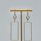 Gold Long Rectangle & Crystal Earrings