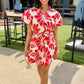 Sofia Nelda Dress - Red Damascus