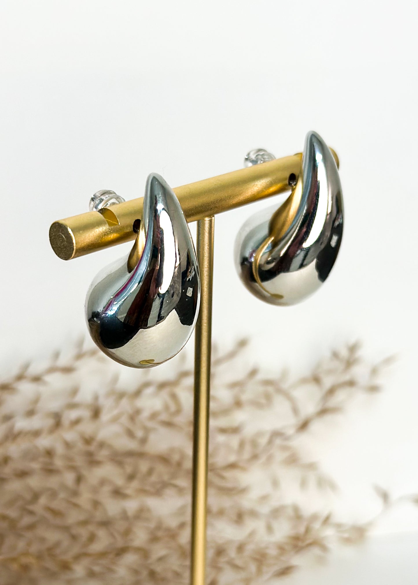 Large Raindrop Earrings - Silver