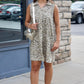 Amber Cheetah V Neck Denim Dress