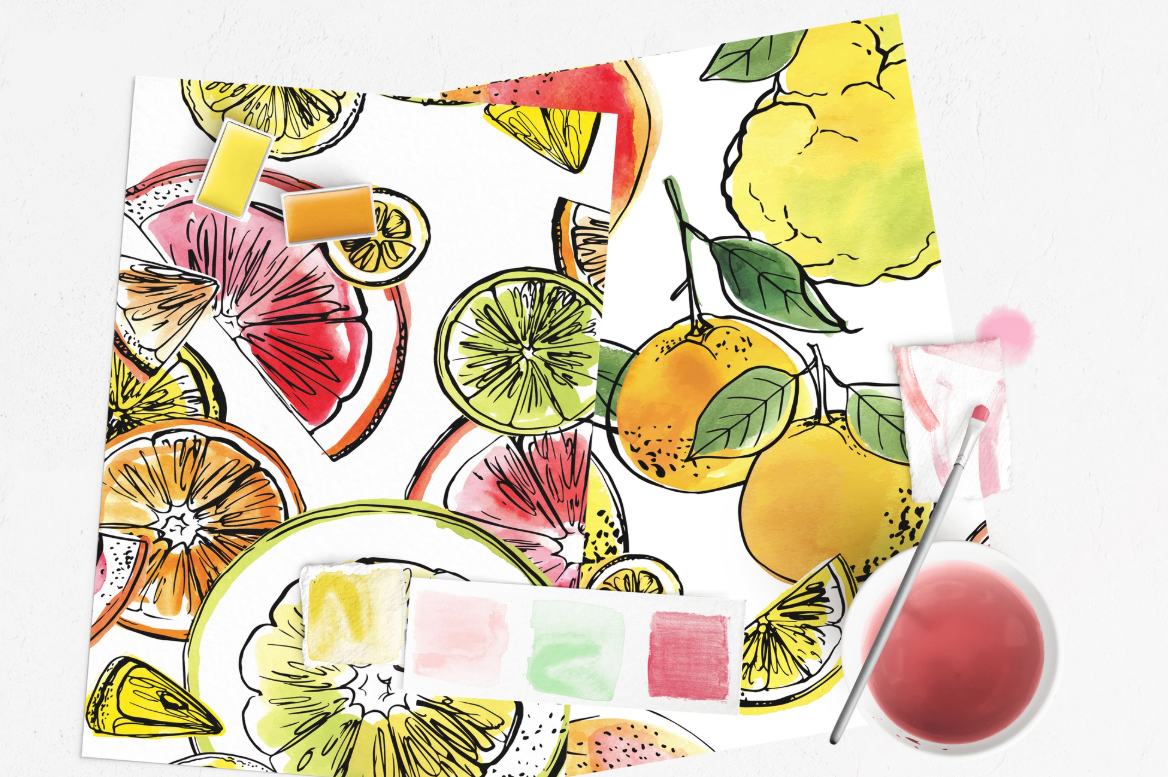 Citrus Fruits Watercolor Painting Kit