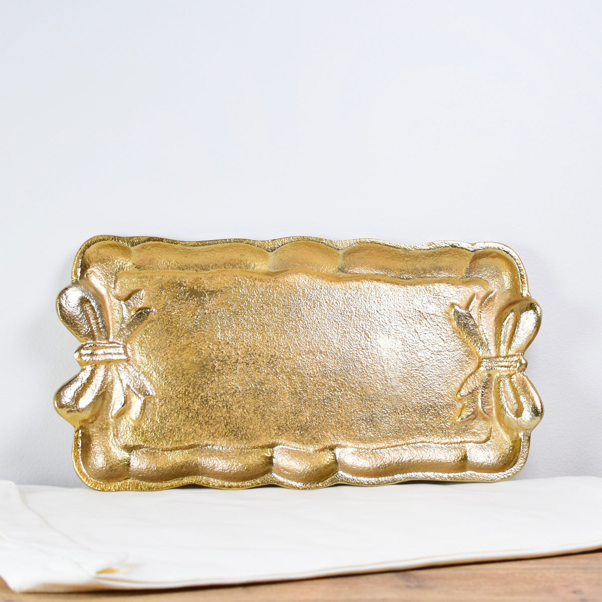 Gold Tray With Bow-Small