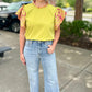 Kiwi Eyelet Flutter Sleeve Top