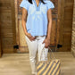 Logan Abstract Top - Light Blue
