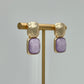Bold Stone and Gold Earring - Violet
