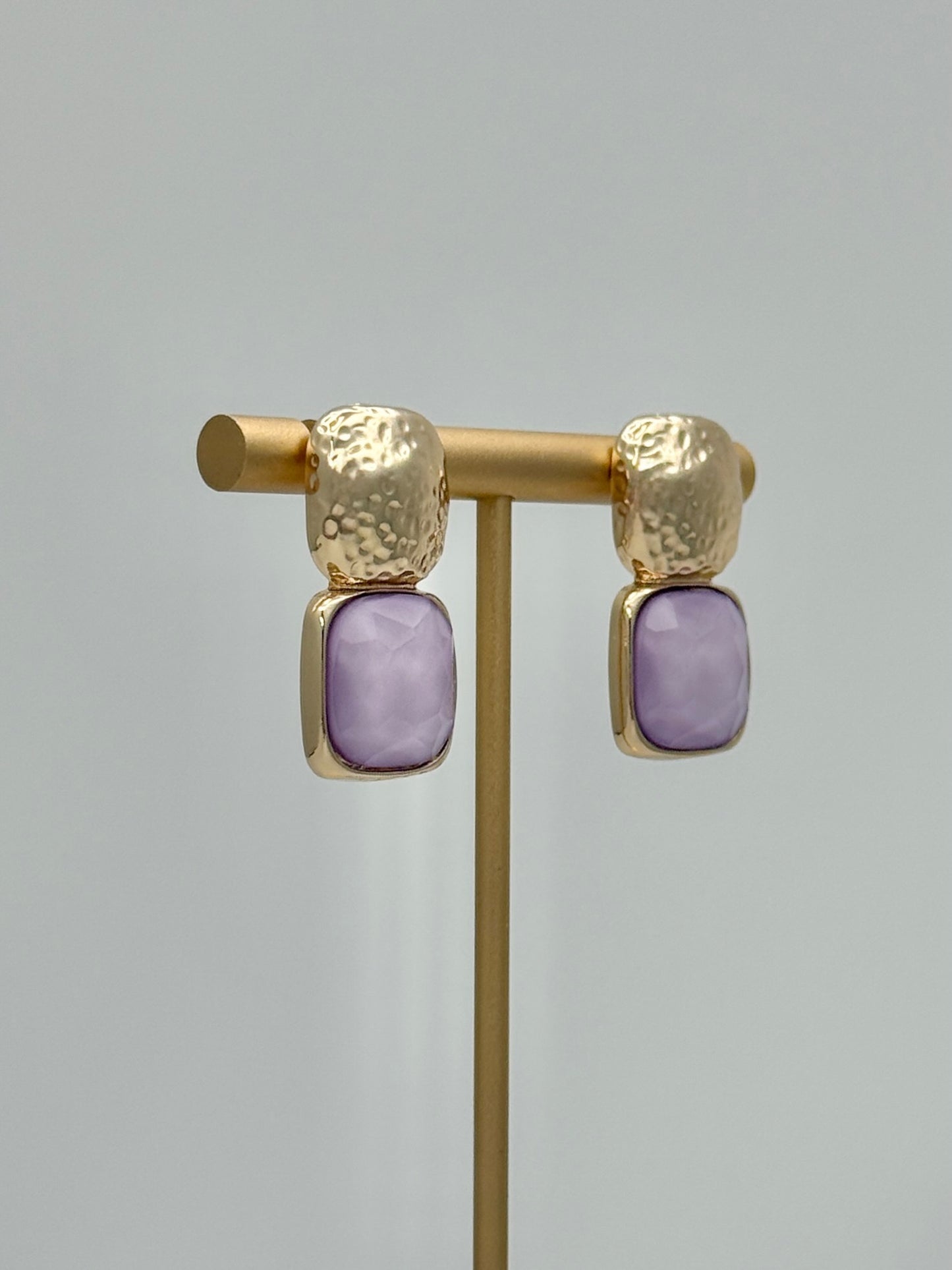 Bold Stone and Gold Earring - Violet