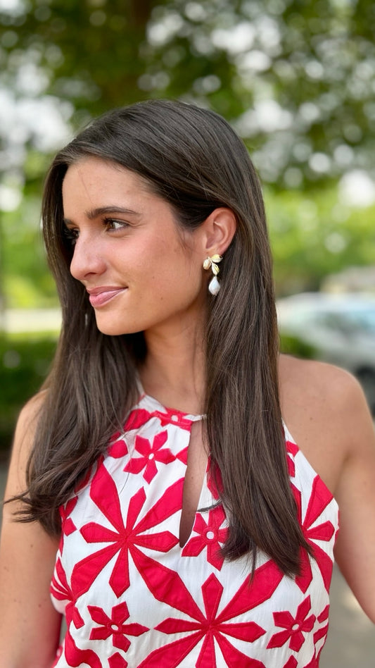 White & Red Pinwheel Dress