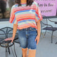 MINERAL WASHED MULTI STRIPE TOP - BLUE