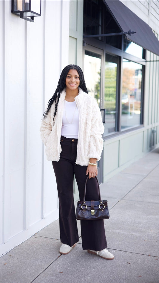 Mallory Fluffy Jacket - Ecru