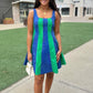 Madison Color Block Mini Dress - Blue/Green