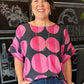 Avela Dot Mix Top - Black & Pink