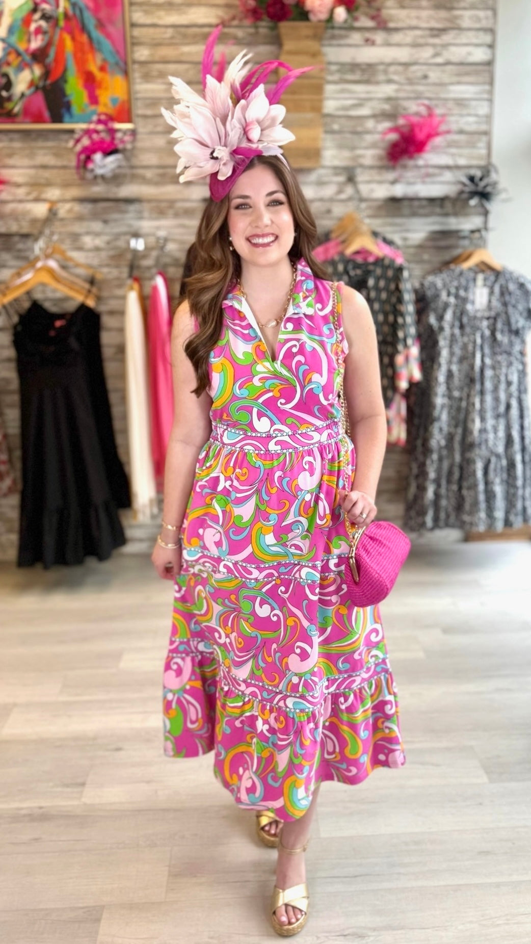 Tabi Midi Dress - Pink Multi