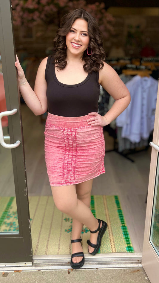 Wearables Washed Pink Ruched Skirt