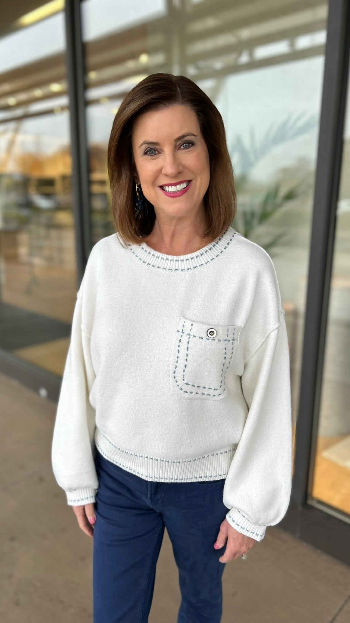 Amelia Blue Stitch Sweater