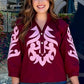 Joseline Swirl Top - Burgundy & Pink