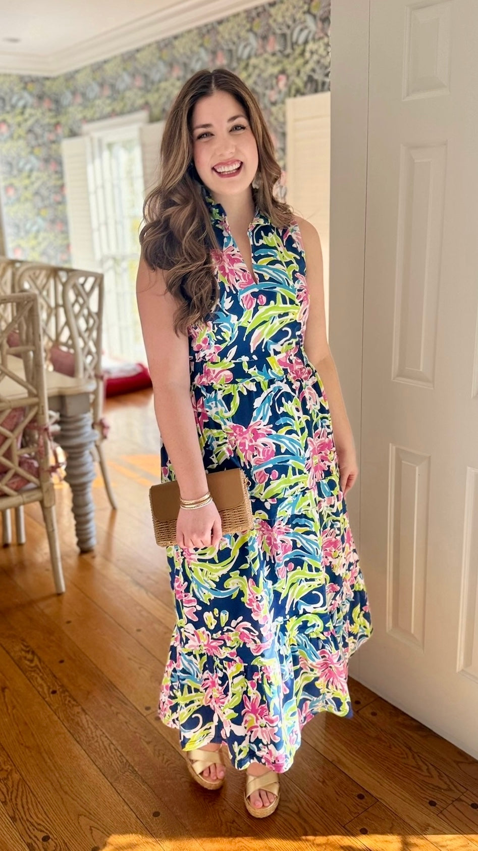 Tabi Floral Midi Dress - Navy