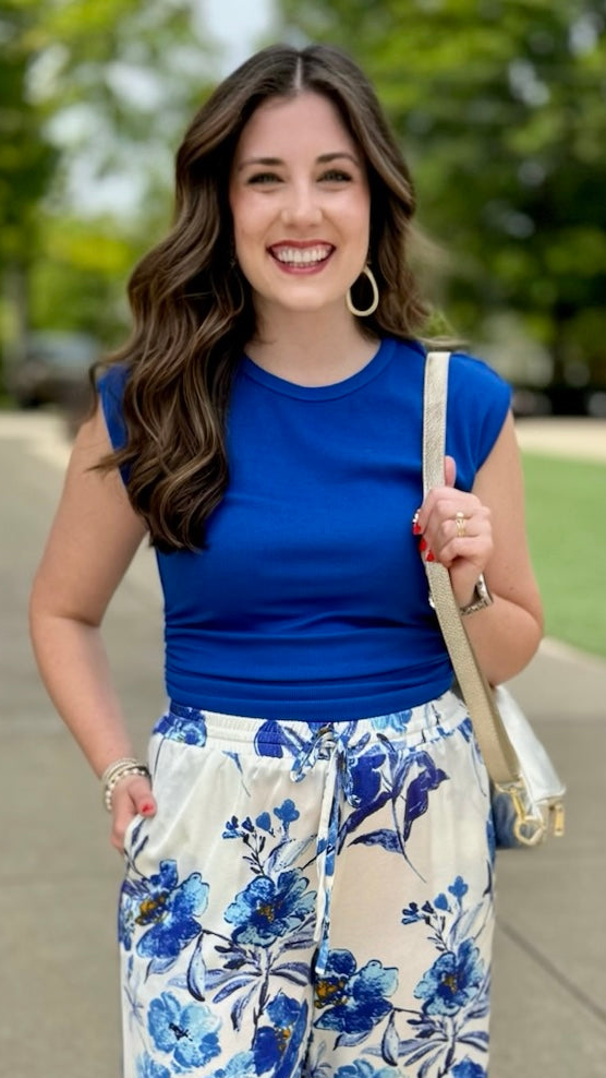 Michael Stars Joni Crew Neck Power Shoulder Top - Bahama