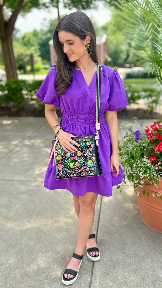 Perfect Puff Sleeve Dress - Purple