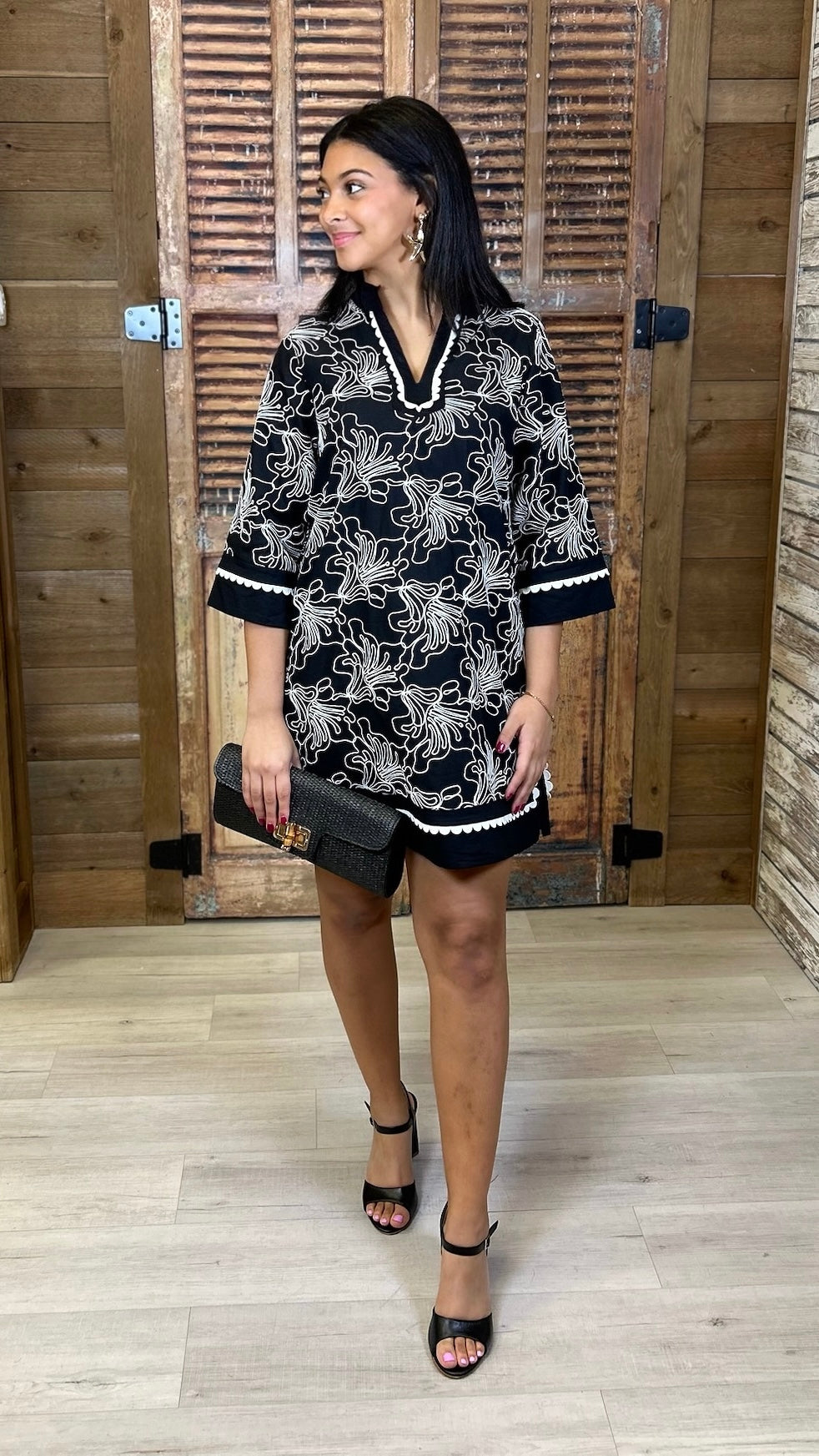 Veronica Embroidered Dress - Black