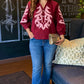 Joseline Swirl Top - Burgundy & Pink