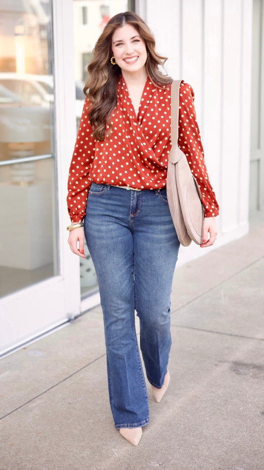 Penny Polka Dot Blouse - Cognac