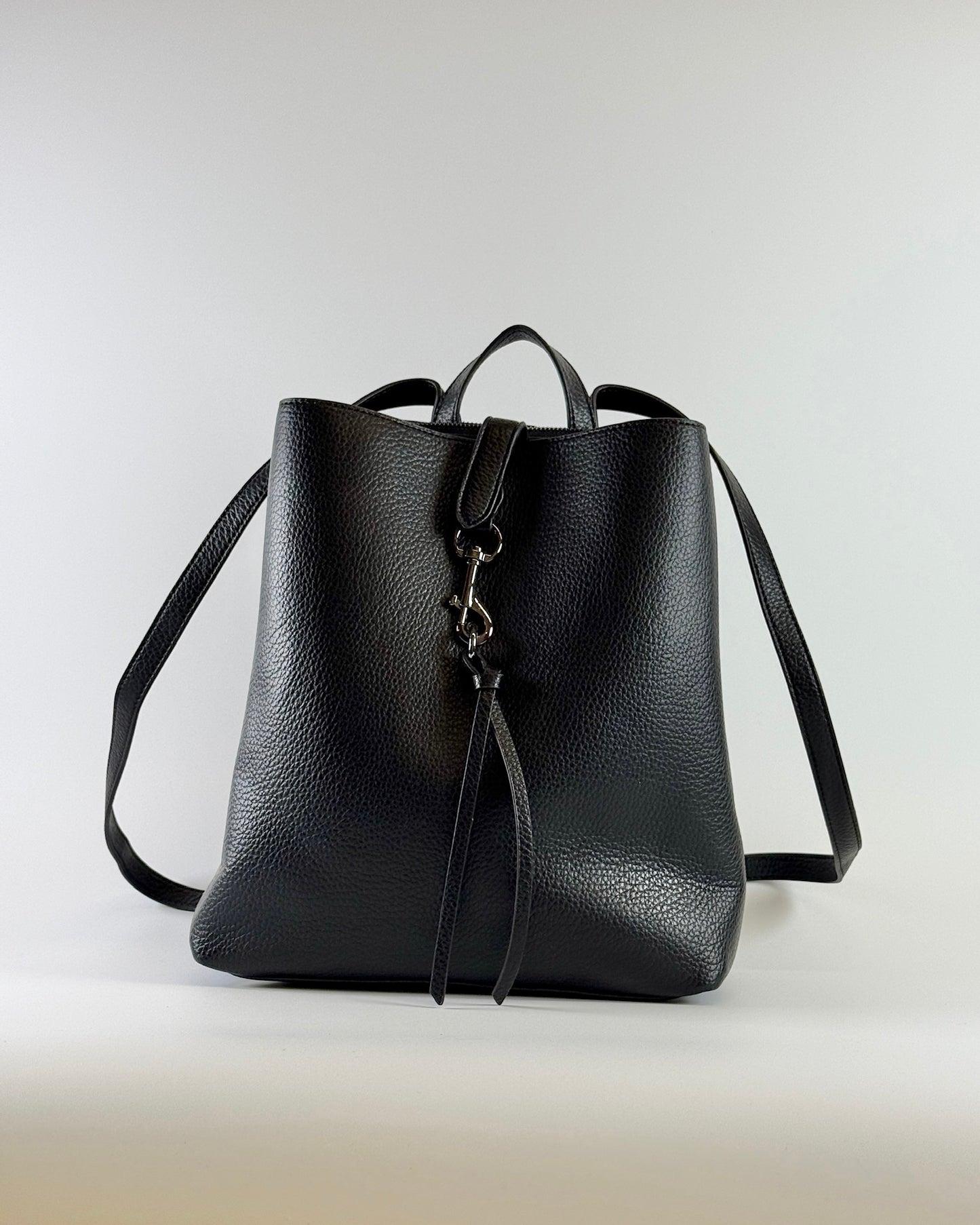 Multi Leather Bucket Bag - Black