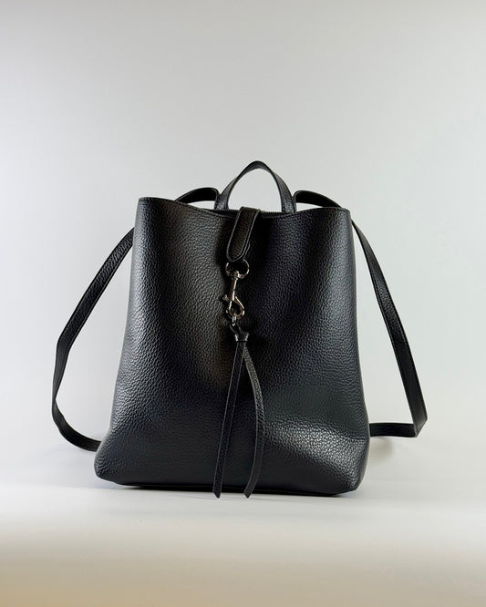 Multi Leather Bucket Bag - Black