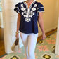 Addison Flutter Sleeve Top - Navy