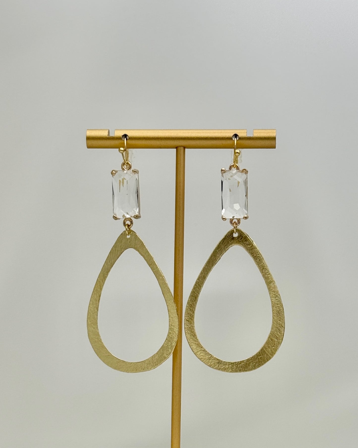 Gold Crystal Tear Drop Earrings