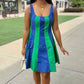 Madison Color Block Mini Dress - Blue/Green