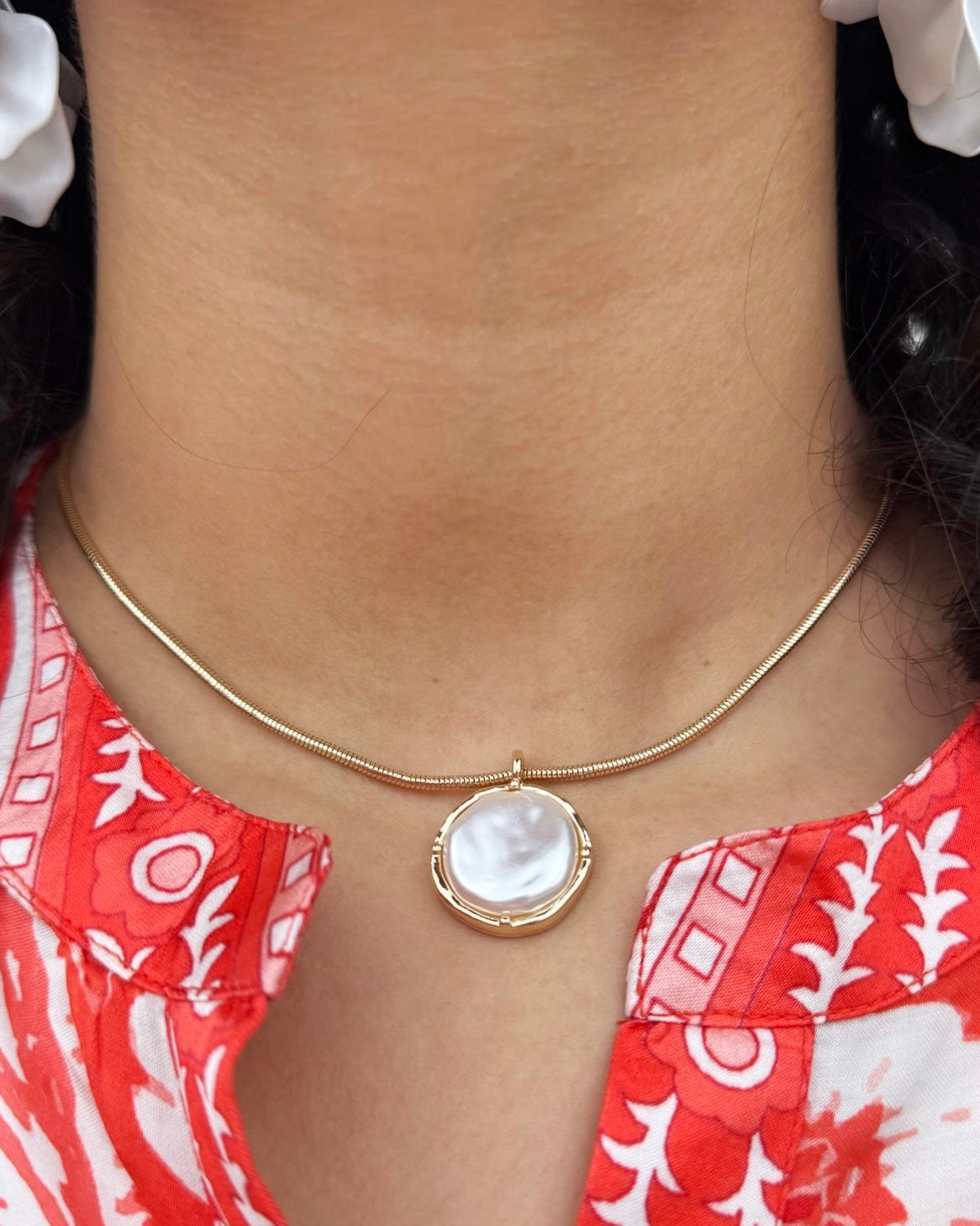 Snake Chain With Pearl Charm