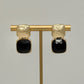 Bold Stone and Gold Earrings - Black