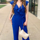 Maggy London Royal Ruffle Wrap Jumpsuit