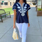 Addison Flutter Sleeve Top - Navy
