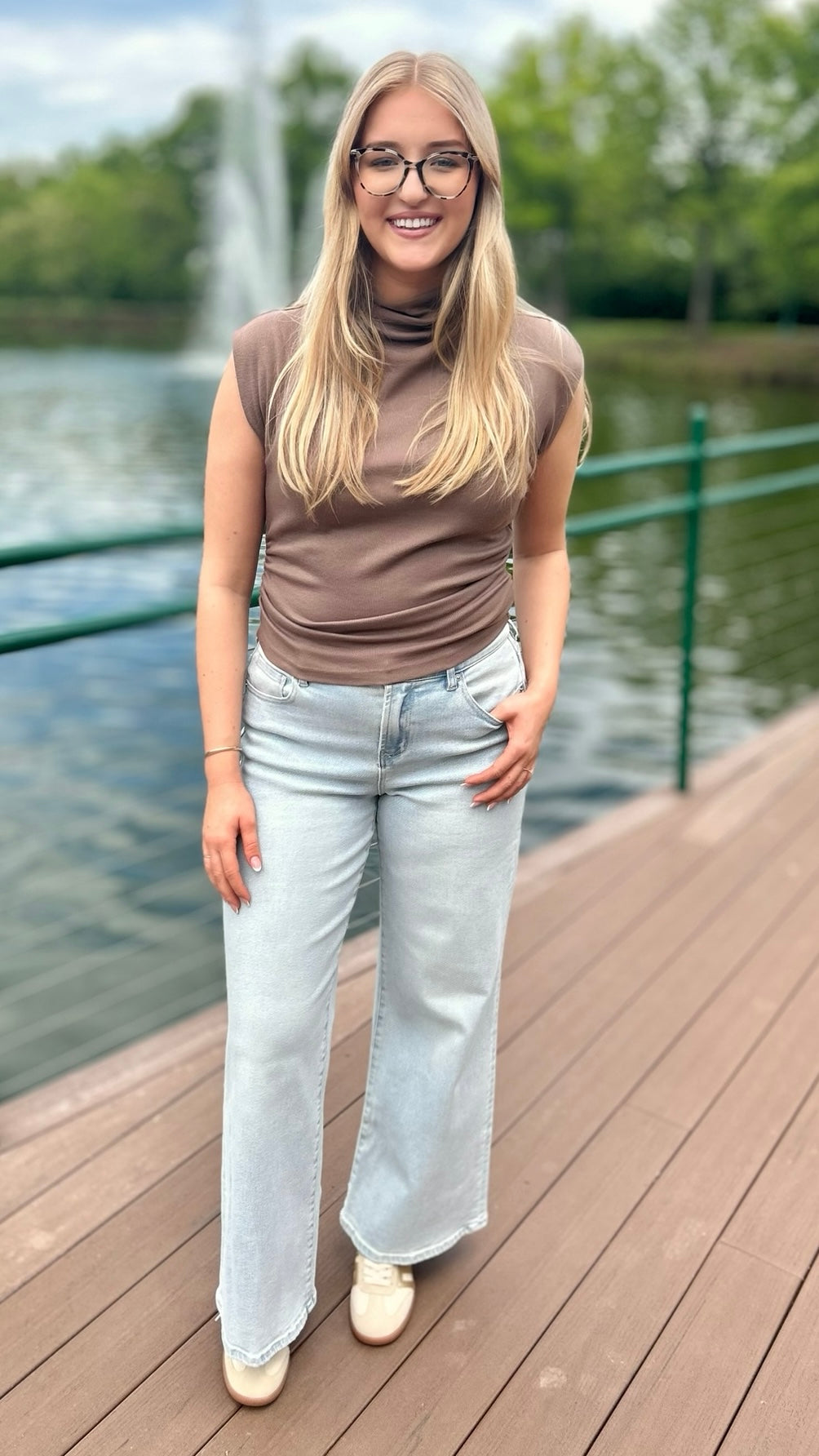 Michael Stars Amara Mock Neck Top - Cobblestone