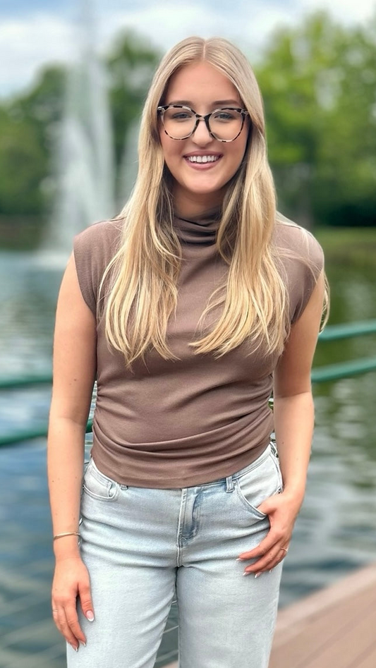 Michael Stars Amara Mock Neck Top - Cobblestone