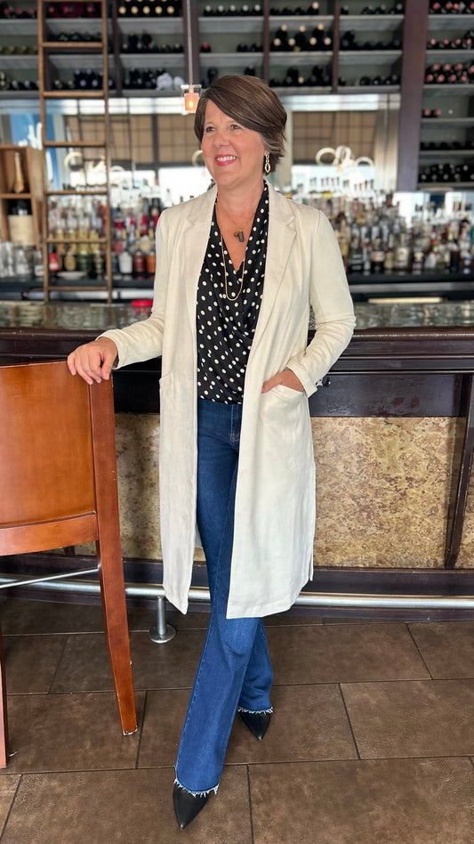 Mallory Faux Suede Duster - Ivory