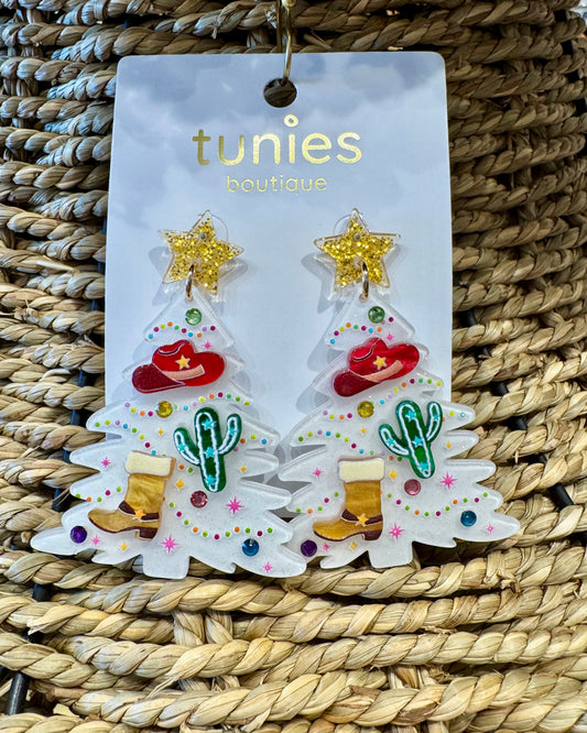 Western Christmas Tree Earrings