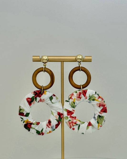 Fabric Wrapped Earrings - White