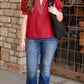 Charlotte Embroidered Top - Burgundy