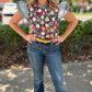 Fun Floral Flutter Sleeve Blouse - Black