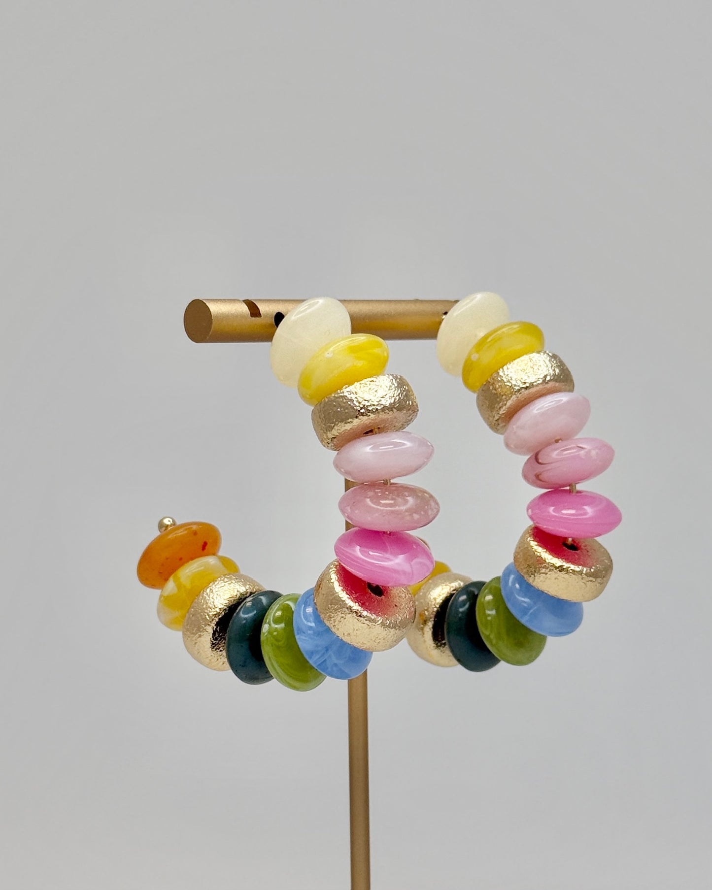 Gold Bead Hoop Earrings - Cool tone